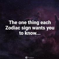 One Thing About Each Zodiac Sign