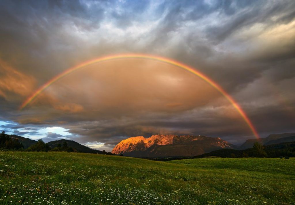 A spectacular Rainbow over Grimming mountain in Austria. Photo by Zdeněk Macháček.
