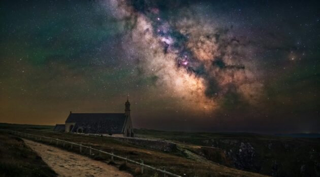 The Milky Way over Chapelle Saint-They at the western tip of France. Photo by Evgeni Tcherkasski