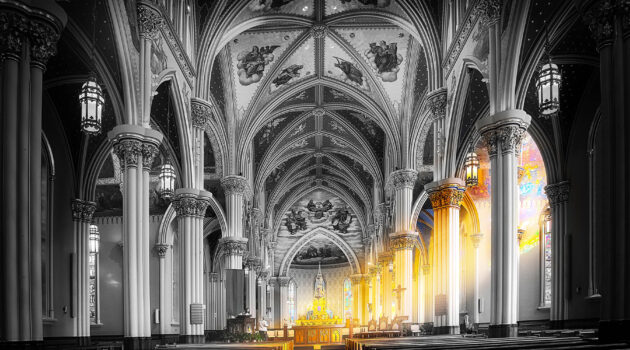 Inside the church at Notre Dame in Indiana. USA. Photo by Dick Pratt
