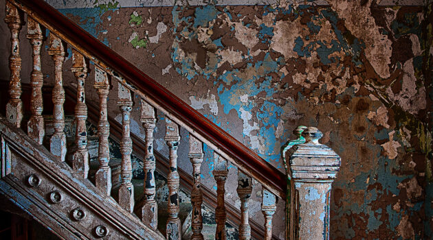 An old and well used staircase. Canton, Ohio, USA. Photo by Dick Pratt