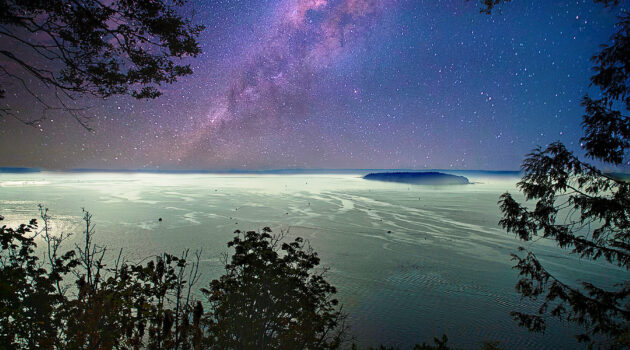A night time view of the Puget Sound in Washington State, USA. Photo by Dick Pratt