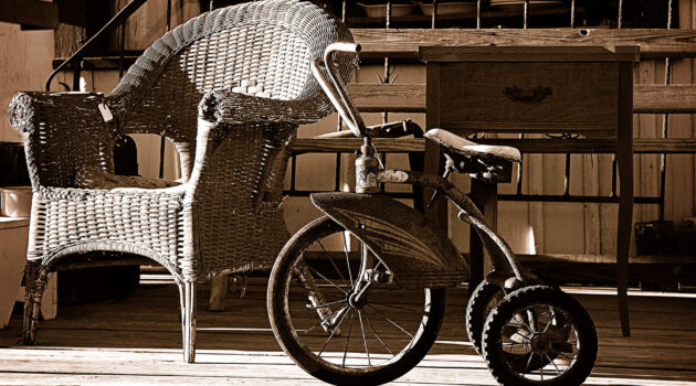 A tricycle for sale at an antique store. Hudson, Ohio, USA. Photo by Dick Pratt