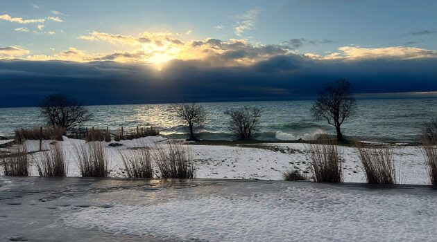 Snowy Sunset, Picton Ontario, Prince Edward County. Canada. Photo by Debbie MacMillan.