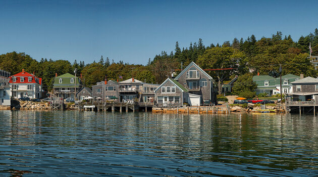 Waterfront homes somewhere in Maine, USA. Photo by Dick Pratt