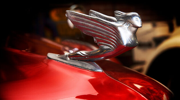 A vintage car hood ornament. Somewhere in southern Ohio. USA. Photo by Dick Pratt