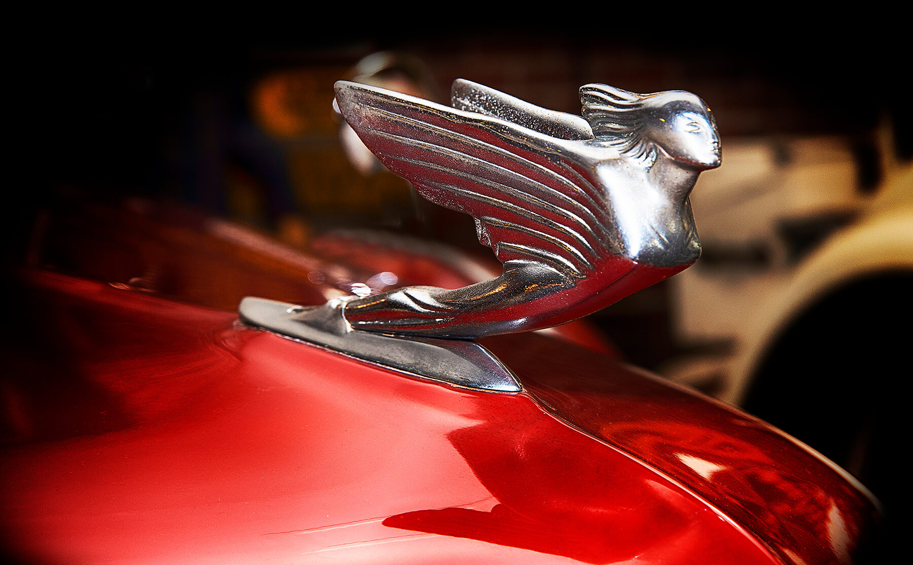 A vintage car hood ornament. Somewhere in southern Ohio. USA. Photo by Dick Pratt