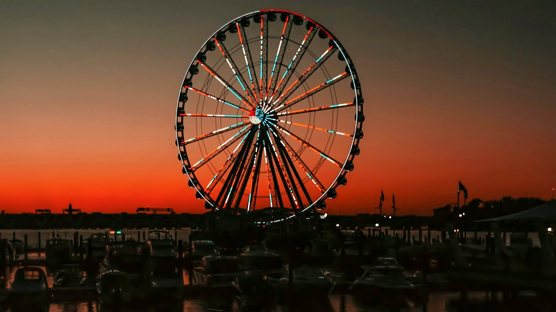 The Capital Wheel at Sunset. National Harbor, MD, USA. Photo by Tim Mossholder