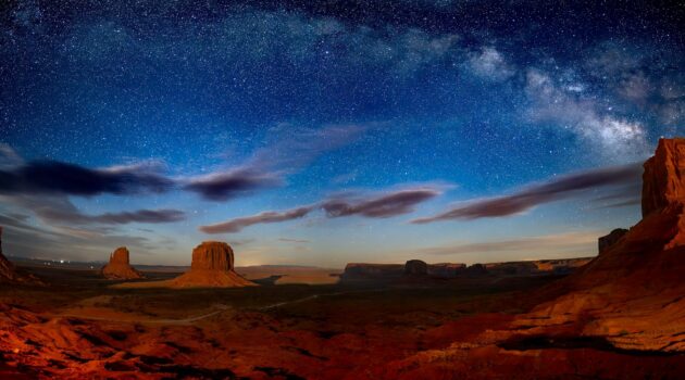 The Milky Way arches above Monument Valley’s iconic desert buttes. Taken from The View hotel. Monument Valley, AZ, USA. Photo by Joseph Corl