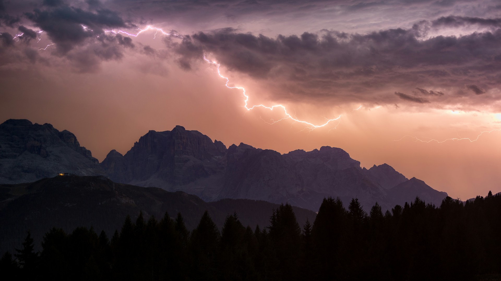 Lightning storm. Madonna di Campiglio, Autonomous Province of Trento, Italy. Photo by Marek Piwnicki